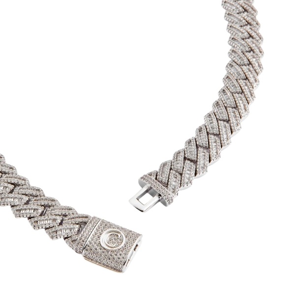 CERNUCCI • 14mm White Gold Baguette Cuban Necklace - Picture 3 of 9